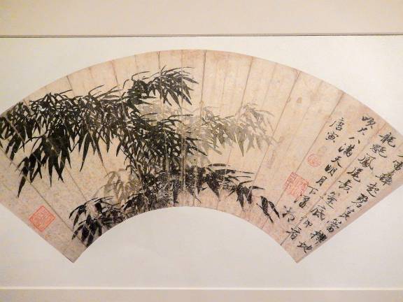 An early 16th century Chinese folding fan titled "Bamboo in a Spring Thunderstorm." Photo: Adel Gorgy