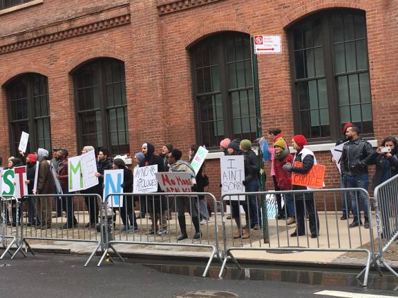 Pro-choice demonstrators, rallied together by the newly-formed NYC for Abortion Rights, faced off against an anti-abortion faction outside the Planned Parenthood clinic on Bleecker Street Saturday. Photo: Claire Wang&#xa0;