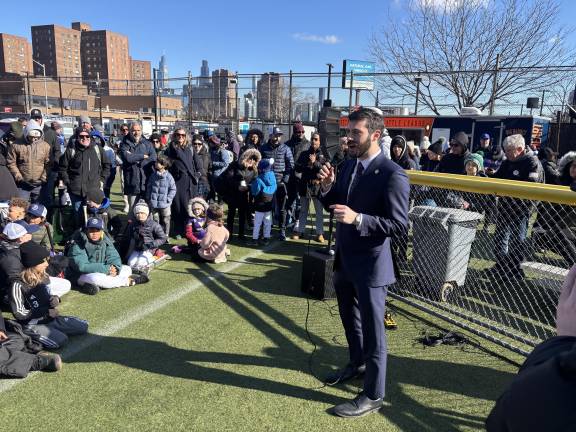 Alex Bores, the UES Assembly member, said it was tough following baseball legends Doc Gooden, Endy Chaves and fellow assembly member Keith Powers who played on Con Ed field as a youngster.