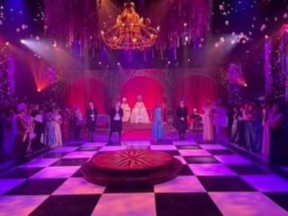 <b>The Queen and Lady Whistledown direct guests in singing, dancing and merry making.</b> Photo: Netflix
