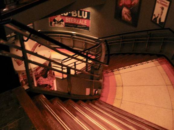 May 2009 photograph by C. Ford Peatross, staircase, former Restaurant Longchamps # 12, Fifth Avenue at 34th Street (Empire State Building), opened 1938. Photo courtesy of C. Ford Peatross