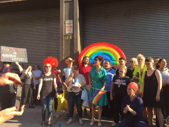 The Church of Stop Shoppers Choir sang about freeing captured immigrants. Photo: Natasha Roy