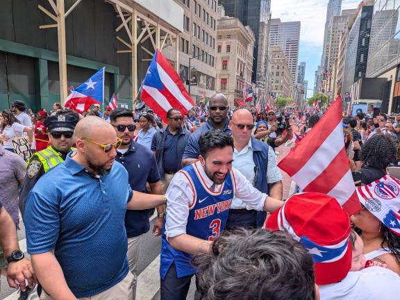 Puerto Rican Day Parade inspired Mayor Mamdani to wear a No. 3 Josh Hart Knicks jersey.