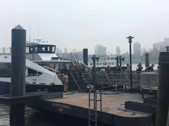 Passengers disembark from one of the first trips on the new citywide ferry service, which launched on Monday morning. Photo: Madeleine Thompson