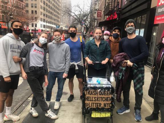 Catie Savage (with cart) and the core group of “Litter Legion” volunteers. Photo: Deborah Gaffaney