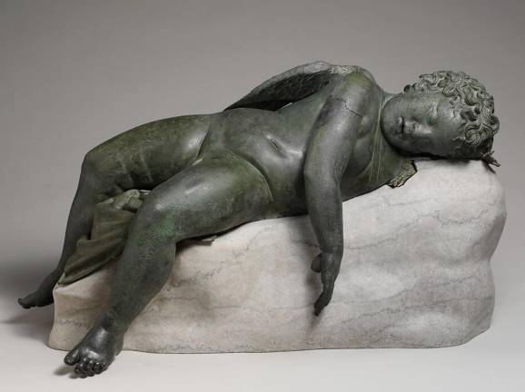 Bronze statue of Eros sleeping, Greece c. 3rd to 2nd century BCE.