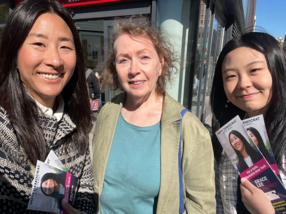 Grace Lee (left) with supporters on the campaign trail. Photo via Lee’s Twitter