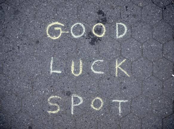 Close up of a “Good Luck Spot” at Union Square Park. Photo: Gabo Rodriguez-Tossas