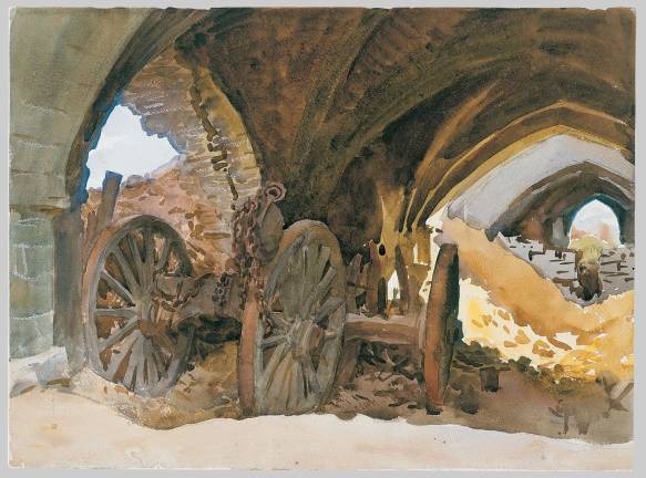 John Singer Sargent. American, Florence 1856–1925 London. “Wheels in Vault,” 1918. Watercolor, graphite, and wax on white wove paper. 15 3/8 x 20 13/16 in. (39.1 x 52.9 cm). The Metropolitan Museum of Art, Gift of Mrs. Francis Ormond, 1950