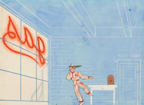 Paul Cadmus (American, 1904–1999). Set design for the ballet “Filling Station.” 1937. Cut-and-pasted paper, gouache, and pencil on paper. The Museum of Modern Art, New York. Gift of Lincoln Kirstein, 1941. © 2018 Estate of Paul Cadmus