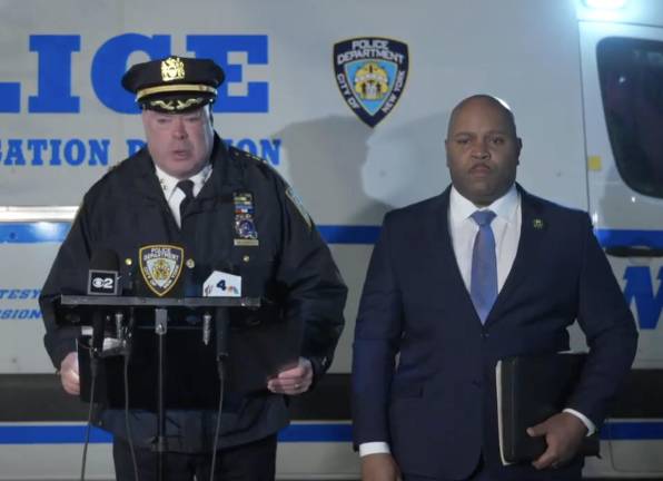 Assistant Chief James McCarthy, Patrol Borough Manhattan South, at post-shooting press conference.