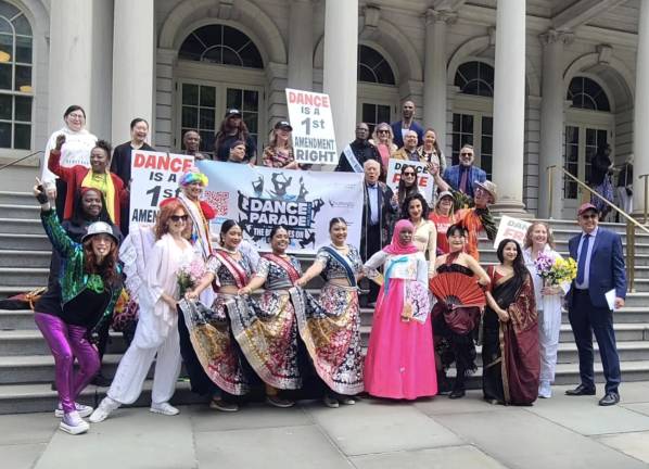 NYC Dance Parade pre-event rally at City Hall.