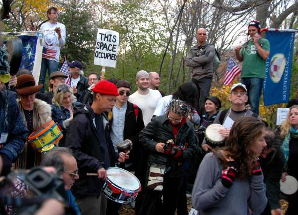 Occupy Wall Street protesters offered drumming lessons near New York City Mayor Michael Bloomberg's UES townhouse in 2004.