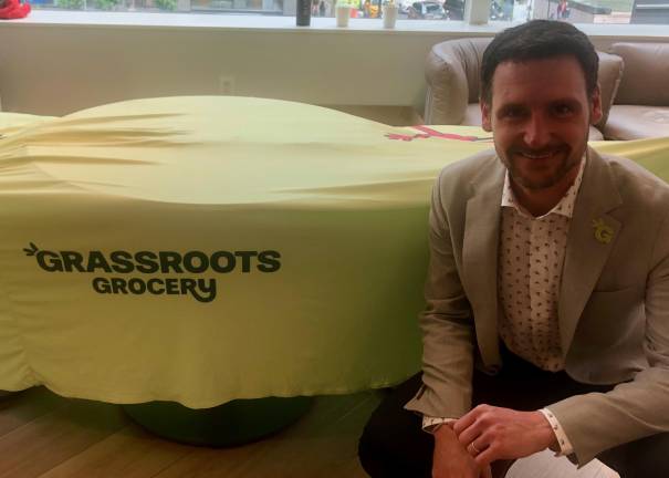 Dan Zauderer, founder and CEO of Grassroots Grocery, at Northern Trust, which hosted the Great Sandwich Race. The organization created 500-plus protein-packed and allergy-free sandwiches to be distributed to low-income NYC areas.