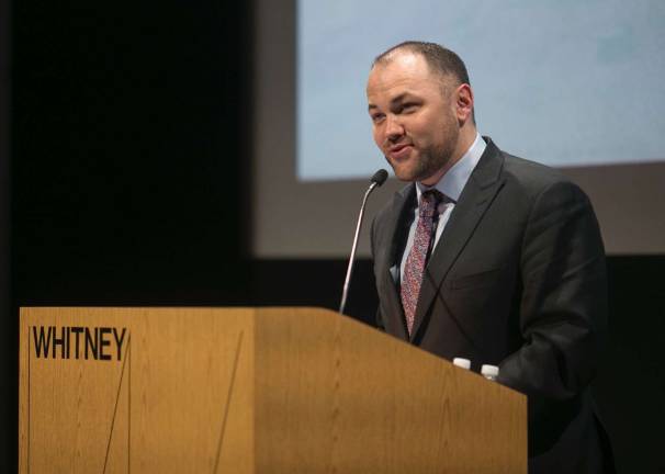 Council Member Corey Johnson at his third annual district-wide address. Photo courtesy of Johnson's office