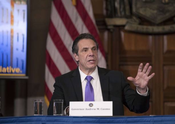 The state budget will include a new surcharge on for-hire vehicles in Manhattan below 96th Street, Governor Andrew Cuomo announced at a press conference in Albany last week. Photo: Mike Groll/Office of Governor Andrew M. Cuomo