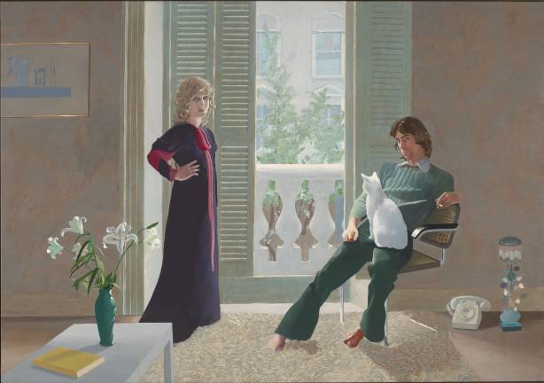 David Hockney, "Mr. and Mrs. Clark and Percy." 1970-1971, acrylic on canvas. Tate, presented by the Friends of the Tate Gallery 1971. © David Hockney, Photo: ©Tate, London 2017