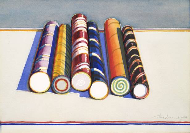 "Candy Sticks," 1964, watercolor and graphite. Yale University Art Gallery, Bequest of Susan Morse Hilles. © Wayne Thiebaud/Licensed by VAGA, New York, N.Y.
