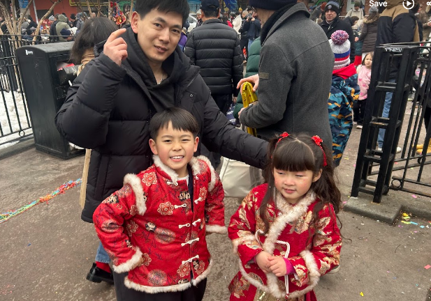 Because the kickoff to the Lunar New Year occurred during the public school mid-winter break, there were more students present this year, including this cute brother and sister decked out in traditional outfits.