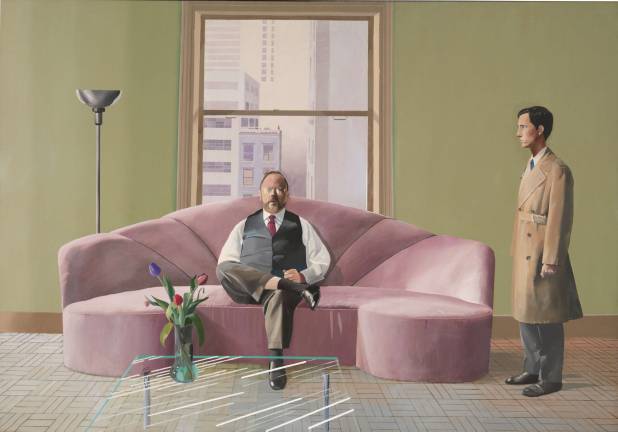 David Hockney, "Henry Geldzahler and Christopher Scott." 1969, acrylic. 84 X 120". &Copy; David Hockney