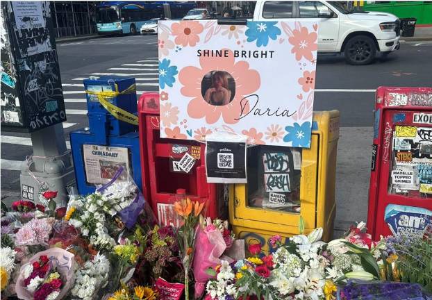 The memorial to Daria Serkov continued to grow over the weekend after she was killed while riding a Citi Bike in the East Village near Stuyvesant Town.