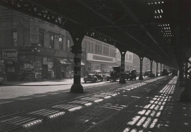 Todd Webb, Under the 3rd Avenue EL, New York, 1946. Courtesy Museum of the City of New York and the Todd Webb Estate.