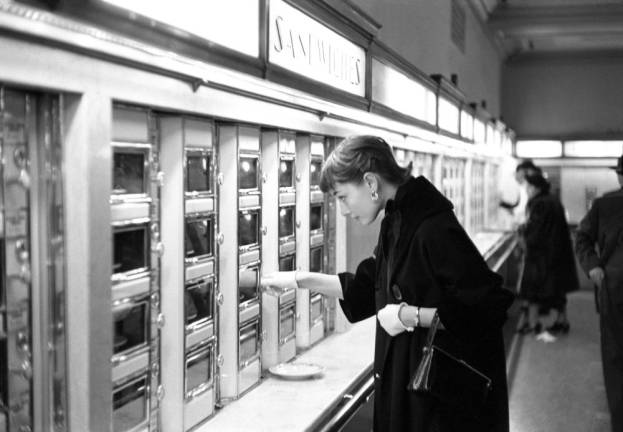 Audrey Hepburn photographed in New York City at the Automat for Esquire magazine, 1951. Photo: Lawrence Fried / Iconic Images