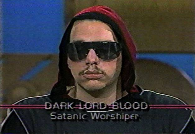 Dark Lord Blood, the featured guest on a local New York talk show, terrifies people during the height of "satanic panic" in the 80s. Photo courtesy of Found Footage Festival