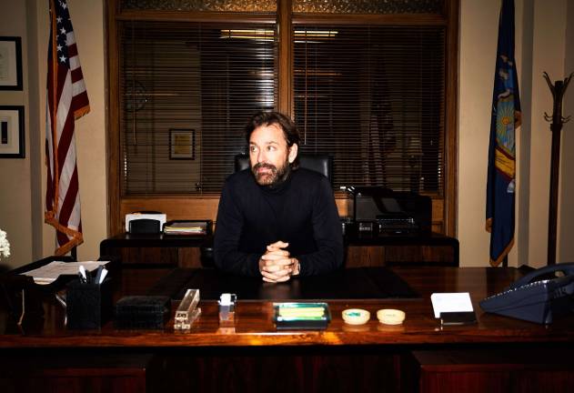 David Barrett on the set of Blue Bloods, readying another episode. Photo: Levi Perlman