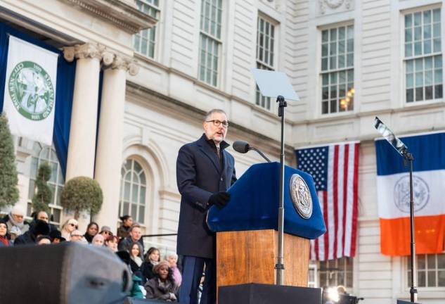 Mark Levine joined in the public swearing ceremonies on Jan. 1 at City Hall as he assumed new citywide post as comptroller after four years as Manhattan borough president.