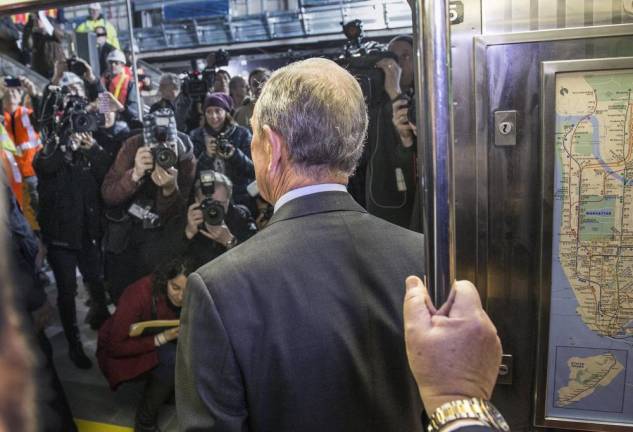 Mayor Michael R. Bloomberg joined MTA officials and other local leaders on Dec. 20, 2013 and took the first ride on the extension of the 7 Subway line to 34th Street and Eleventh Avenue in Manhattan.