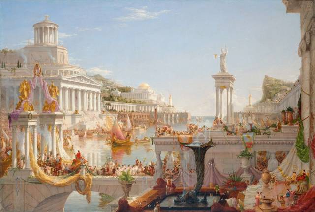 Thomas Cole (American [born England], Lancashire 1801–1848 Catskill, New York). "The Course of the Empire: The Consummation of Empire," 1835–36. Oil on canvas, 51 1/4 x 76 in. (130.2 x 193 cm). New-York Historical Society, Gift of The New-York Gallery of the Fine Arts (1858.3). Digital image created by Oppenheimer Editions