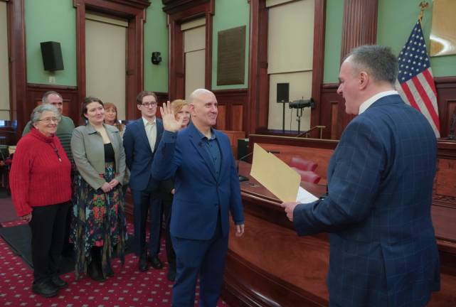Harvey Epstein is sworn in to the City Council in a ceremony at City Hall on Dec. 4. Because the seat was vacant following the resignation of his predecessor Carlina Rivera in late August, Epstein is allowed to take office immediately.