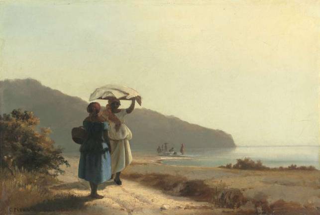 &quot; Two Women Chatting by the Sea&quot; by Camille Pissarro. Collection of Mr. and Mrs. Paul Mellon. Photo: courtesty of New York Hisorical Society