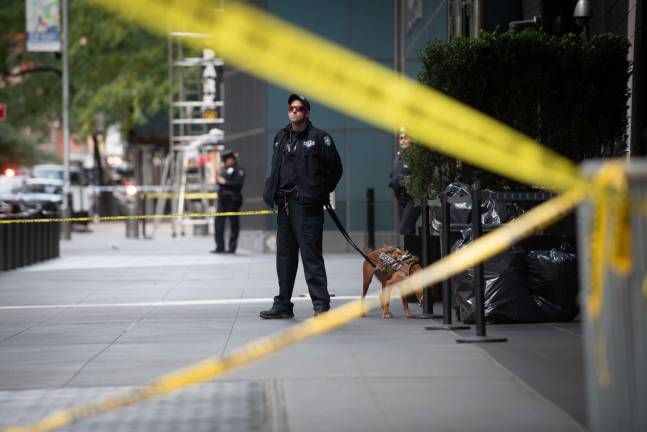 The Time Warner Center was the site of major police activity Wednesday morning following the discovery of an apparent pipe bomb at CNN’s offices. Photo: Michael Appleton/Mayoral Photography Office