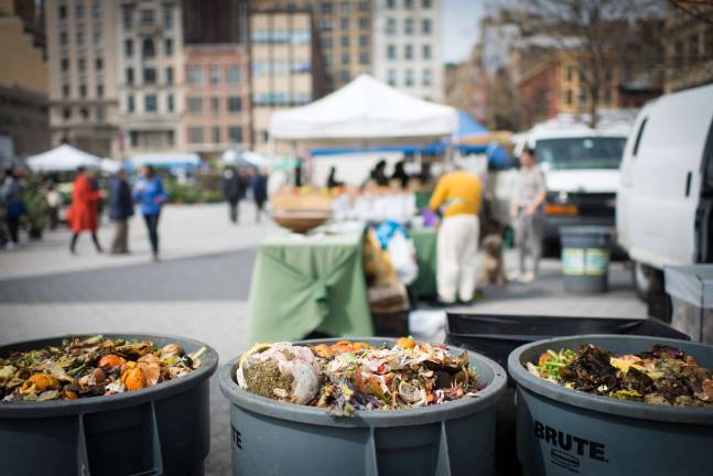 Composting bins at the Union Square Greenmarket. Photo: Nao Okawa, via flickr