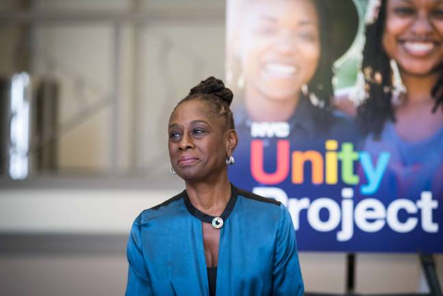First Lady Chirlane McCray announces the NYC Unity Project as a citywide initiative on Tuesday, September 19th, 2017. Photo: Edwin J. Torres/Mayoral Photography Office.