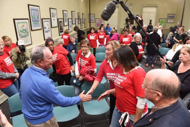 Ex-Mayor Michael Bloomberg glad-hands dozens of voters at a get-out-the-vote and gun-safety rally in Nashua, N.H. on Oct. 13. He journeyed to the state with the first presidential primary in the nation three days after rejoining the Democratic Party. Photo: Via Bloomberg's flickr page
