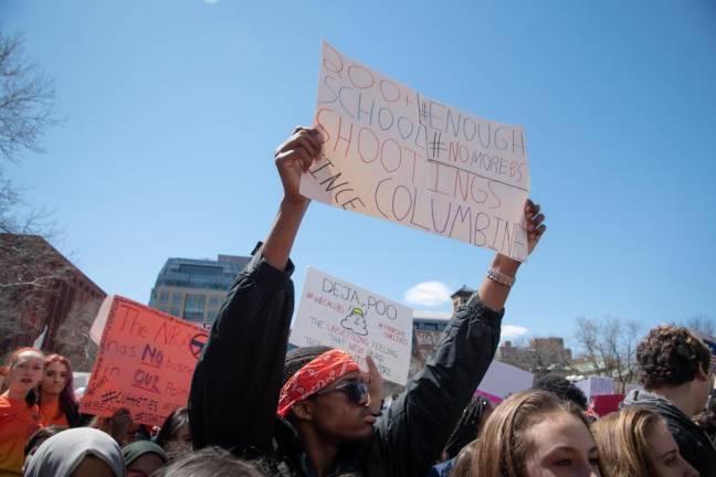 After the Parkland, FL school shooting, students from across the city walked out of school on April 20, 2018 to protest the lack of gun control legislation.