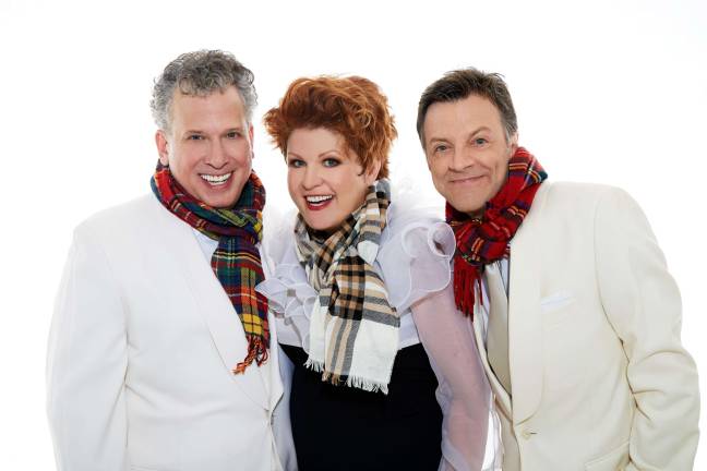 From left to right: Billy Stritch, Klea Blackhurst and Jim Caruso. Their annual “A Swinging Birdland Christmas” is one of NYC’s brightest holiday highlights. Photo: Bill Westmoreland