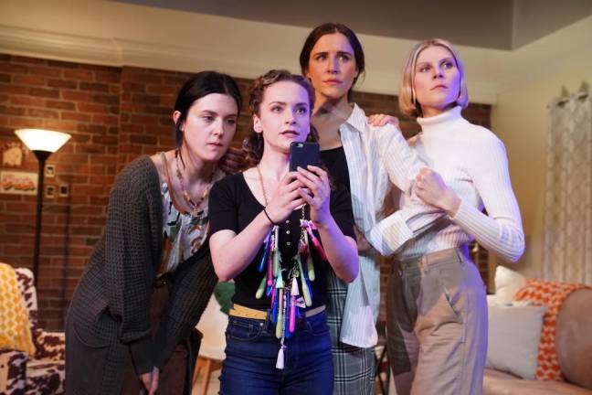 Left to right: Grace Rex, Cathryn Wake, Marianna McClellan and Anna Crivelli in “53% OF.” Photo: Joan Marcus
