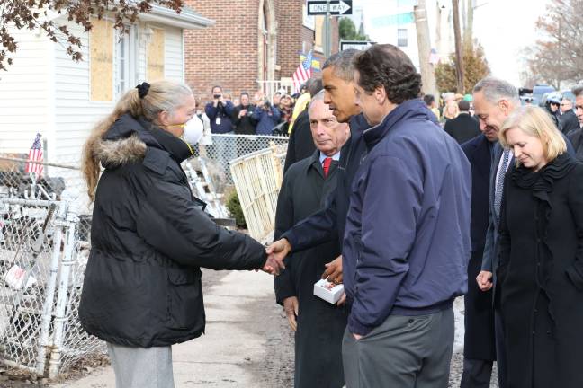 Former President Barack Obama joined then-Mayor Michael Bloomberg to tour some of the sites hardest-hit by Hurricane Sandy in 2012. Photo: Spencer T Tucker/Mayor’s Office of Photography