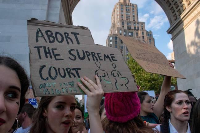 Protesters in Washington Square Park on June 24 after the Supreme Court overturned Roe v. Wade. Photo: Leah Foreman