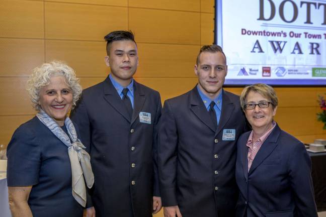 EMTs Jin Huan Yang and Anthony Fracchiolla with New York State Assembly Member Deborah Glick. Photo: Steven Strasser
