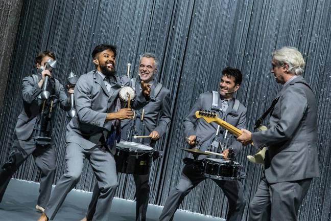 The American Utopia band perform pre-pandemic at the Hudson Theatre. Photo: Mattew Murphy