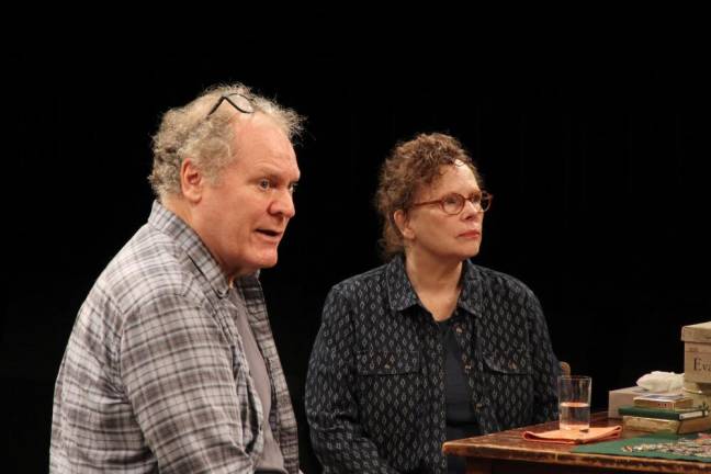 Jay O. Sanders (left) and Maryann Plunkett in a scene from “What Happened?: The Michaels Abroad,” written and directed by Richard Nelson. Photo: Jason Ardizzone-West