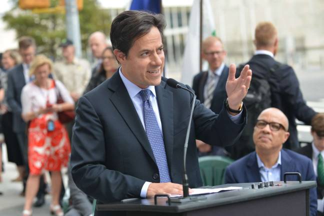 City Council Member Dan Garodnick at the September 2016 ribbon-cutting for the new Trygve Lie Plaza on First Avenue at 41st Street. Photo: Daniel Avila / NYC Department of Parks