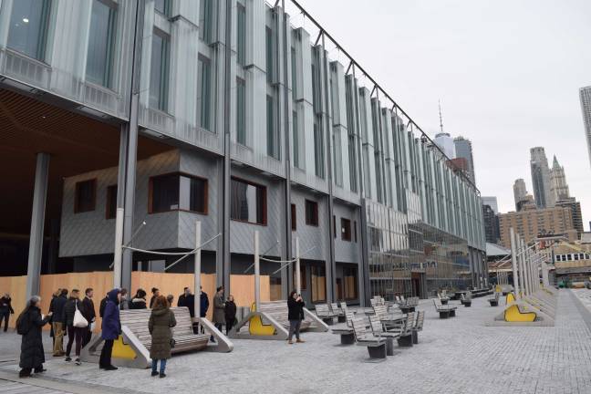 Public outdoor spaces at the redeveloped Pier 17 at the South Street Seaport are expected to open by late May, with a full opening of the commercial project to follow in the summer. Photo: Michael Garofalo