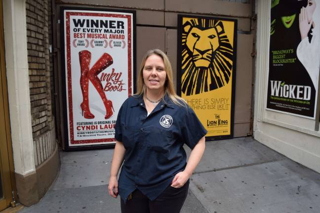A big fan of musical theater, Caroline Rodriguez&#x2019;s custodial-maintenance job is in Broadway theaters. Photo: Genia Gould