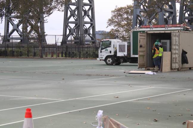 Construction work began on the East River Park tennis courts. Photo: Gaby Messino